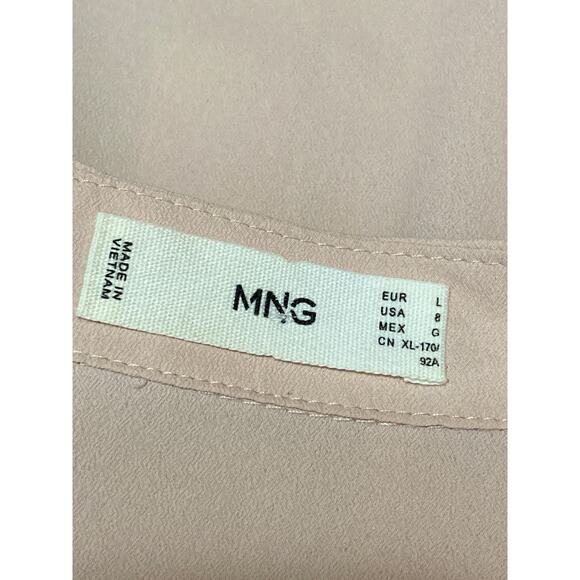 MNG Mango Women's Pink V Neck Long Sleeve Button Up Shirt Blouse Top Size 8 - Picture 4 of 5
